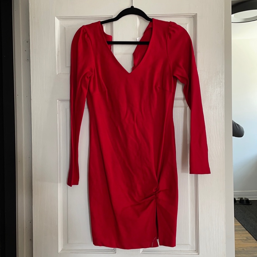 Red dress with slit